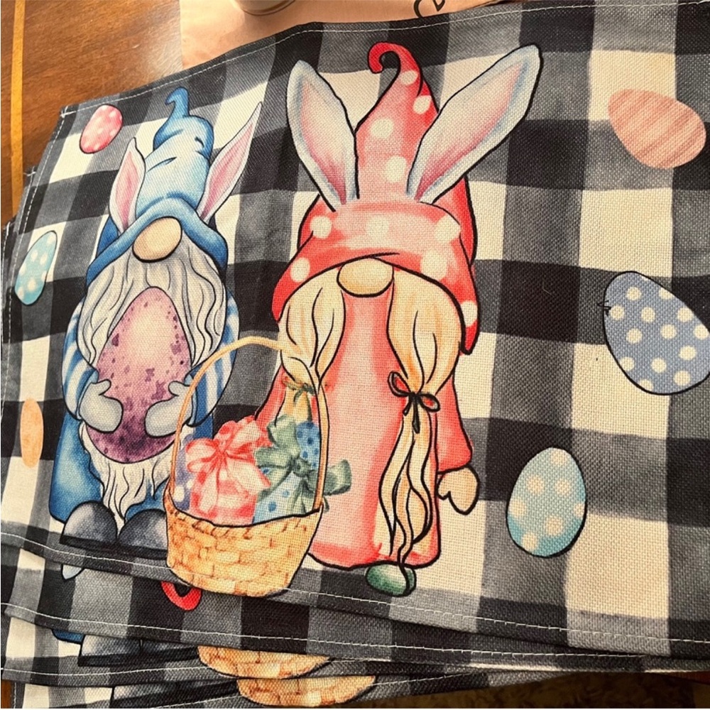 Easter Gnome Checkered Placemats - Picture 6 of 8